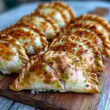 Warm Guava and Cheese Empanadas with flaky crusts and gooey filling, served beside fresh guava fruit.