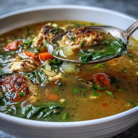 Nourishing turmeric chicken soup with vibrant vegetables and aromatic spices, ready to serve.