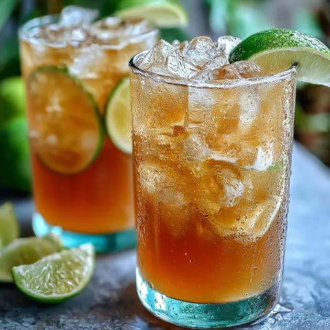Two tall glasses of Guava Juice With Sparkling Water sit over ice, garnished with fresh mint leaves for a cooling tropical sip.