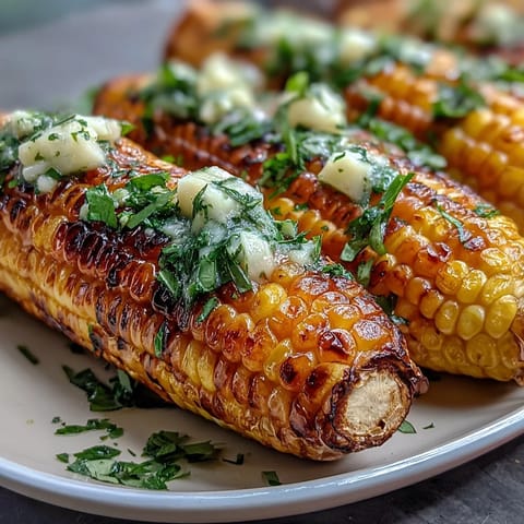 Microwave corn on the cob with garlic butter, hot and juicy, ready for a quick, buttery side dish.  