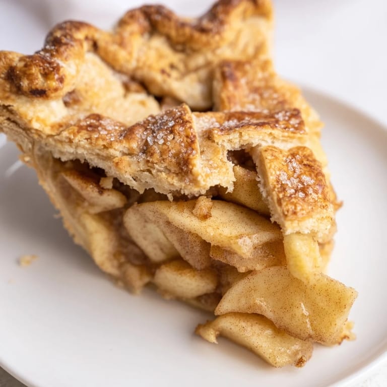 Warm Apple Pie slice, showcasing the spiced apple filling alongside a scoop of ice cream.