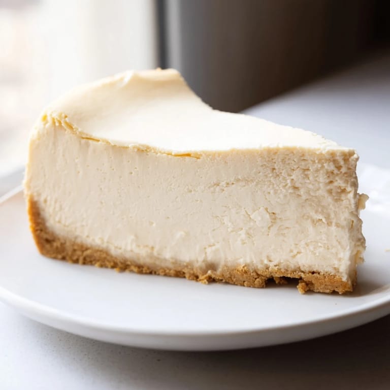 Imagine a slice of rich New York cheesecake with a dollop of fresh whipped cream on top.