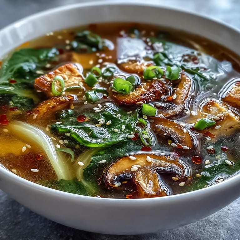 A nourishing Ginger-Miso Winter Soup showcasing tender vegetables and a flavorful broth.
