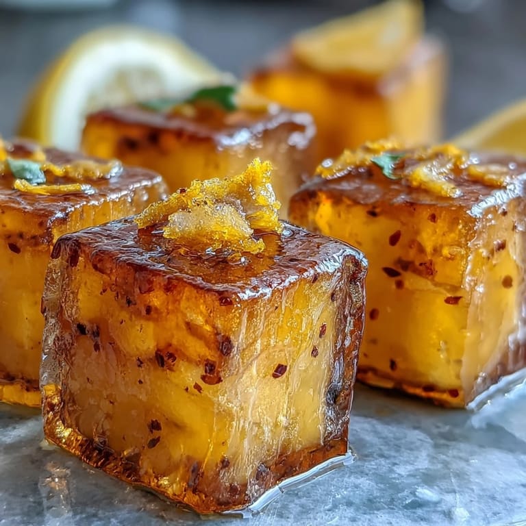 Zesty and spicy Lemon Ginger Turmeric Wellness Cubes chilled for a healthy shot.