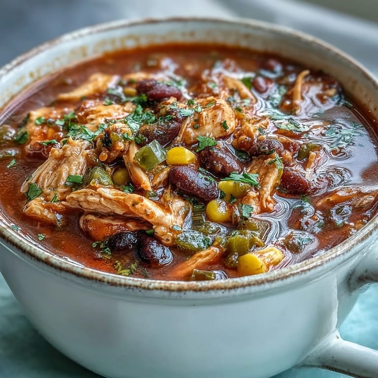 A hearty Southwestern Turkey Soup served hot with lime wedges and tortilla chips on the side.