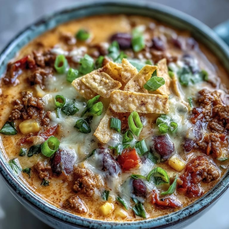 Ready-to-serve Creamy Taco Soup in a rustic bowl, garnished with cilantro and lime wedges for a fresh finish.