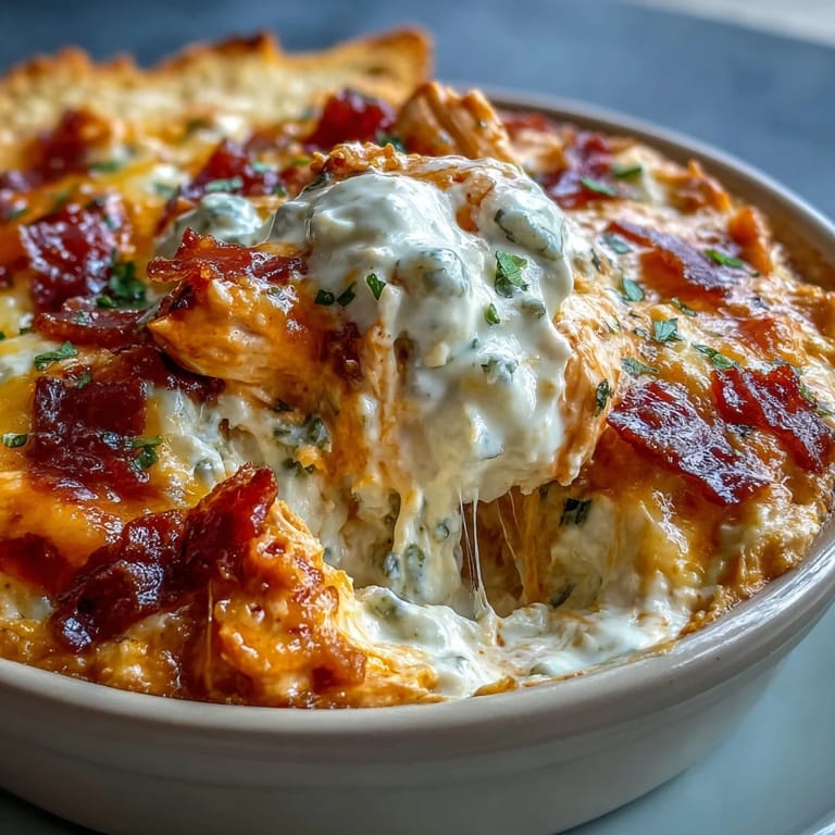 Slow cooker Crock Pot Buffalo Chicken Dip bubbling with spicy buffalo sauce, topped with extra shredded cheese and chopped scallions.