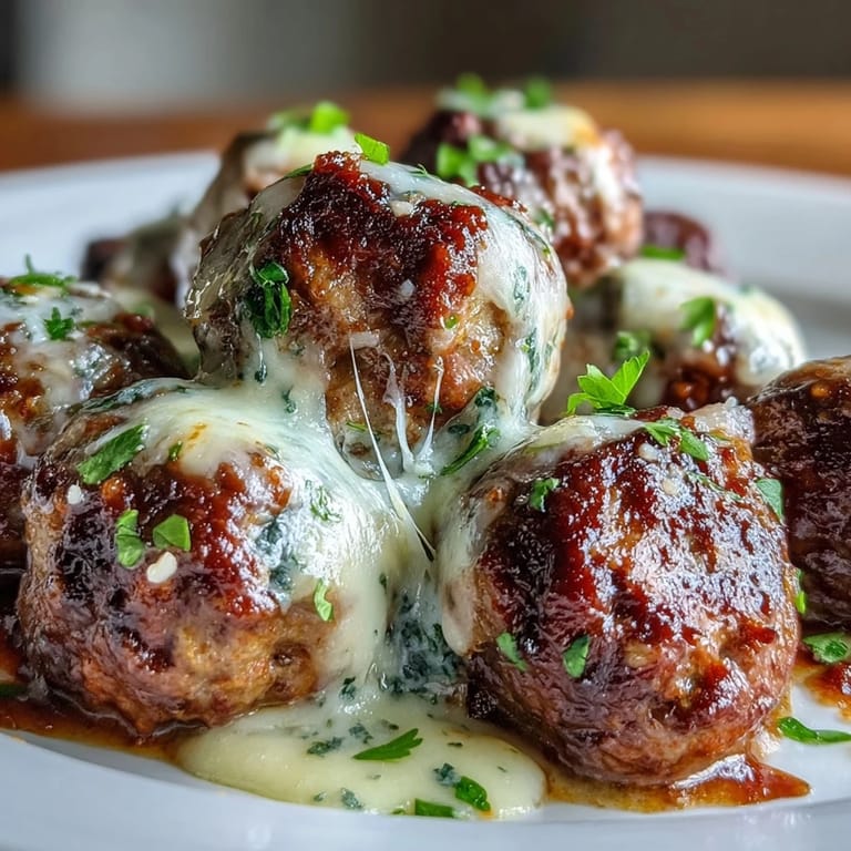 Plated Cheesy, Garlicky Meatballs With Marinara served over spaghetti with garlic bread for a cozy dinner.
