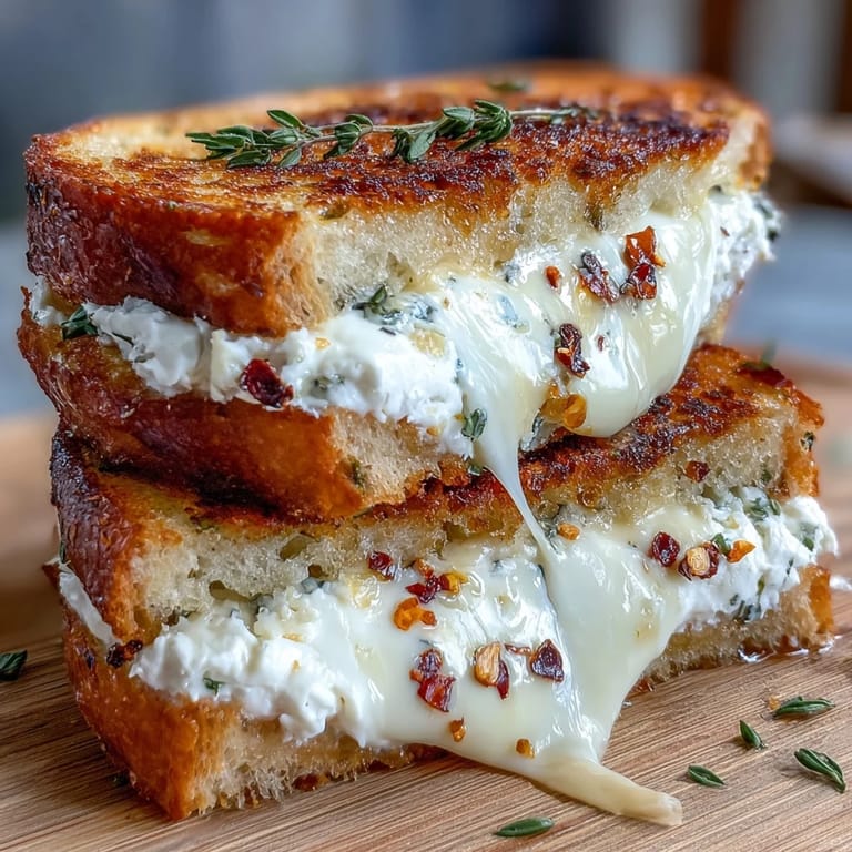 Goat Cheese Grated Cheese with Honey & Chili Flakes oozing with creamy chèvre on a plate.