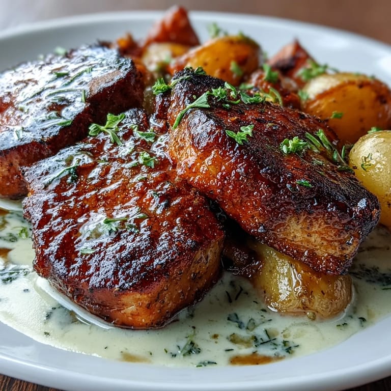 Crockpot Ranch Pork Chops plated with carrots and potatoes, garnished with fresh parsley, ready for a comforting family dinner.