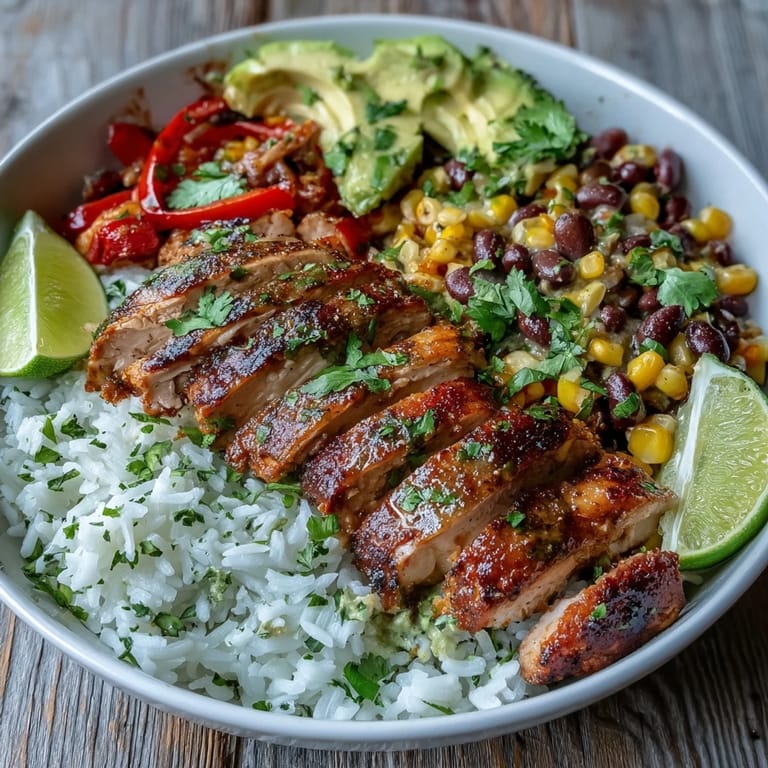 A steaming Cajun Chicken Bowl showcases sautéed vegetables, seasoned chicken, and black beans beside a fork for a satisfying meal.