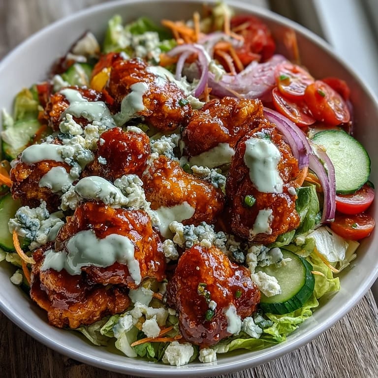 Sizzling Buffalo Chicken Bowl garnished with parsley, drizzled with ranch, and ready to serve immediately.