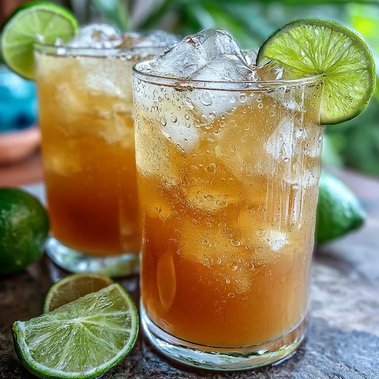 Chilled Guava Juice With Sparkling Water in clear glasses, topped with a lime slice and tiny bubbles rising toward the rim.