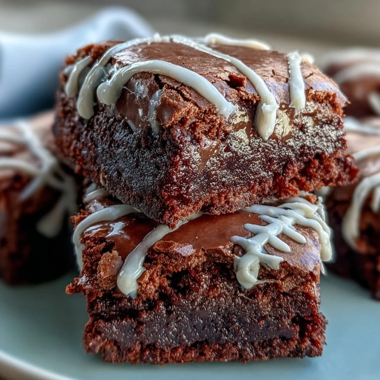 Sweet chocolate brownie bites with white icing baseball laces, a delightful treat for sports fans and dessert lovers.