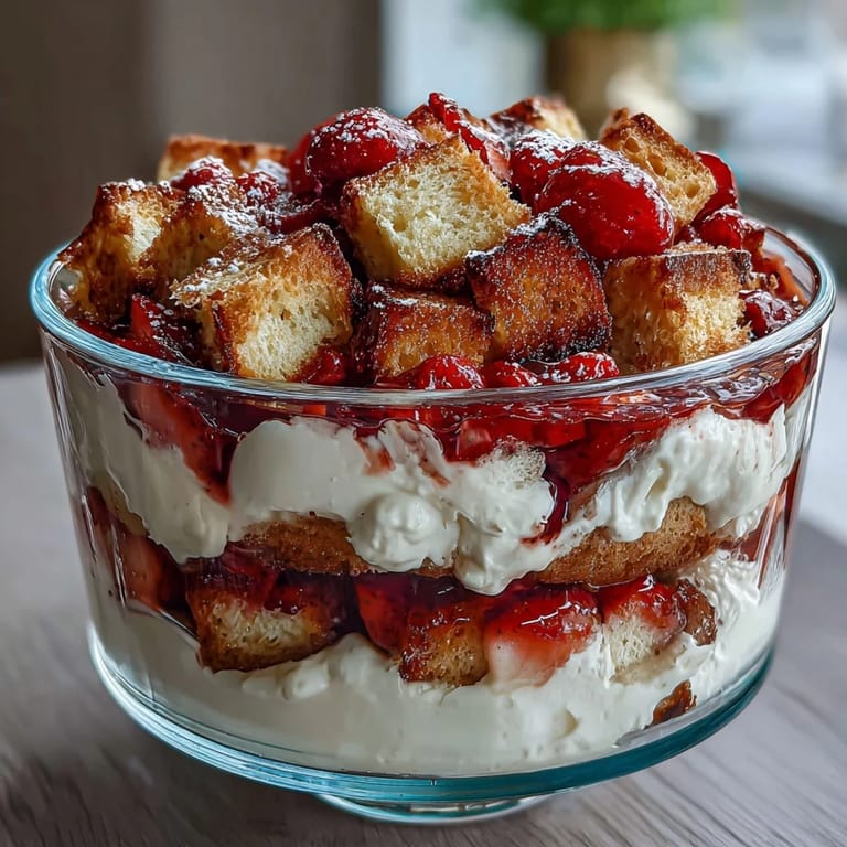 Fluffy shortcake cubes alternate with sweet strawberries and vanilla whipped cream for a showstopping Mothers Day dessert.