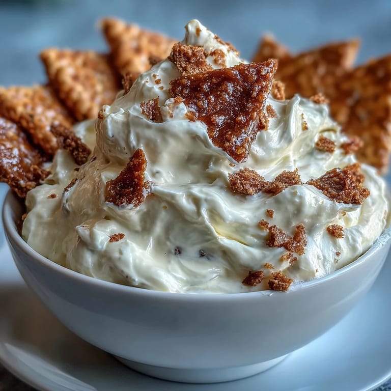 Quick and easy viral cheesecake dip with a smooth, sweet flavor, ideal for snacking.