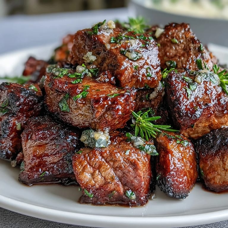 Tender steak bites cooked in a single pan with melted garlic butter and fresh thyme, perfect for quick dinners.