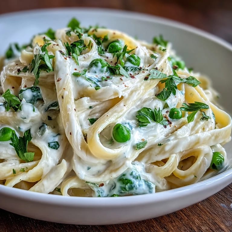 Zesty lemon linguine tossed with sweet peas and creamy ricotta, garnished with Parmesan and fresh parsley for a vibrant springtime meal.
