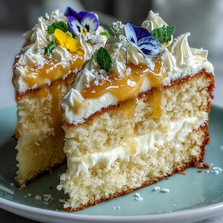 Tender Mother's Day Lemon Curd Layer Cake, bright with citrus and blooms.
