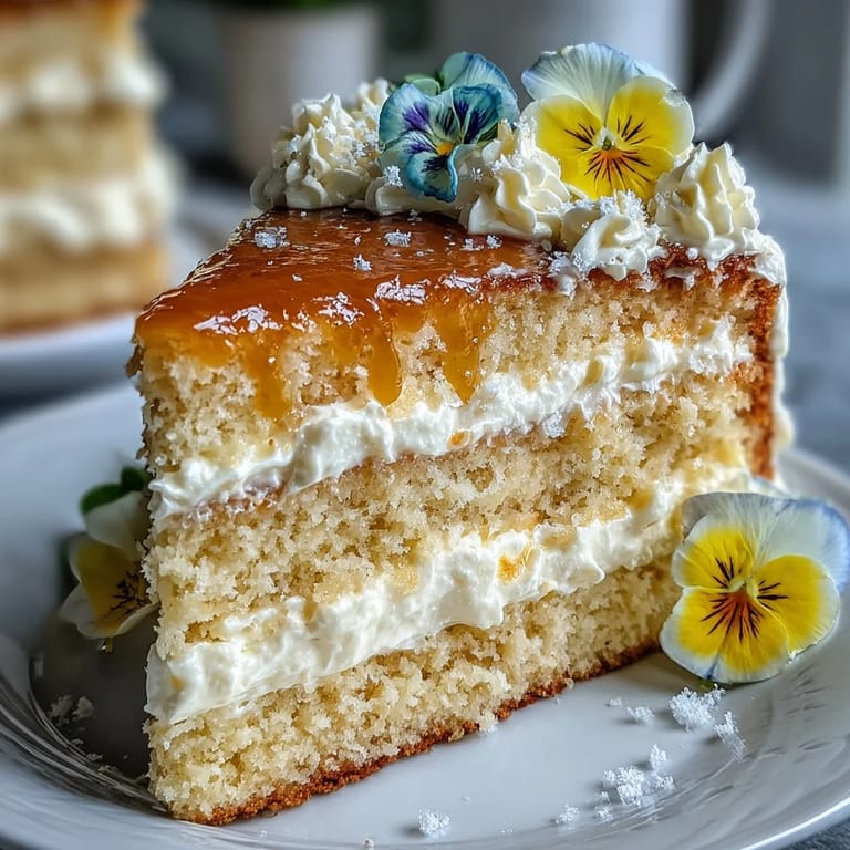 Elegant Mother's Day Lemon Curd Layer Cake, topped with a delicate floral crown.