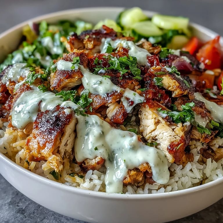 Vibrant Middle Eastern Shawarma Bowl, showcasing spiced chicken and fresh, crisp toppings.