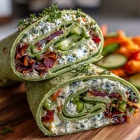 Fresh spinach pinwheel wraps with herb cream cheese and colorful veggies—ideal for parties or quick snacks.