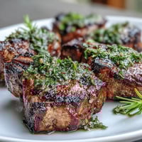 Juicy grilled lamb chops topped with fresh mint gremolata, a vibrant herb and lemon mix perfect for spring.